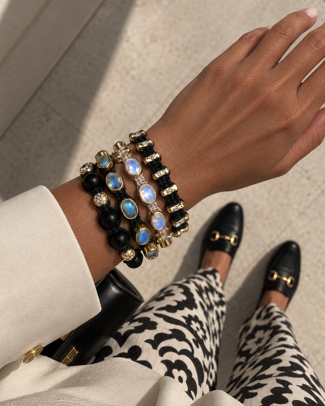 AURIAN bracelets stacked on the wrist